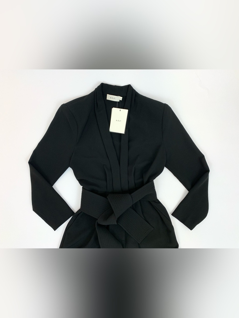 A.L.C. Kieran V-Neck Long Sleeve Black Crepe Jumpsuit